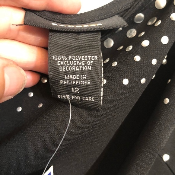 Express size 12 black one shoulder dress silver studded ,silver mesh detail - Picture 14 of 16